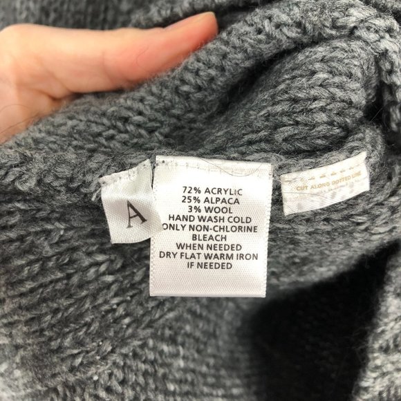 LOFT Women's Size X-Small Grey Alpaca Wool Blend Shawl Collar Knit Sweater - Picture 6 of 6